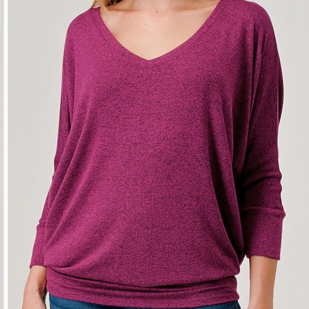 Heimious Grey V-neck slouch top. Size L